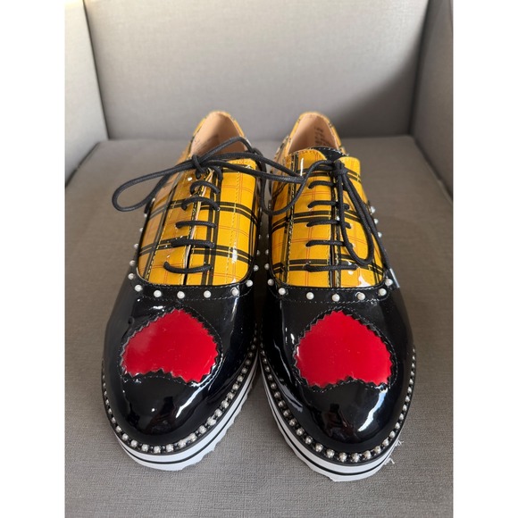 Betsey Johnson Shoes - Betsey Johnson x Torrid T-NOVA Plaid Skull Heart Platform Oxfords 9WW Punk Goth
